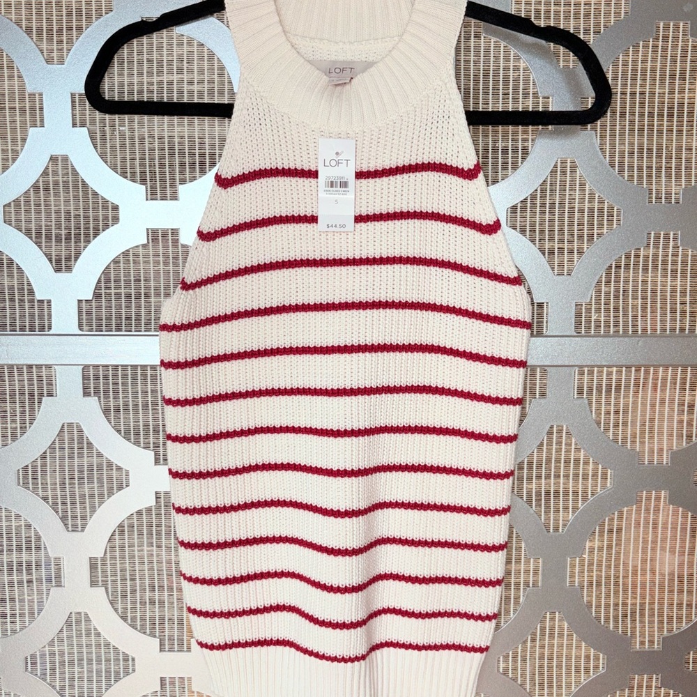 Striped Red and Cream Women's Sweater